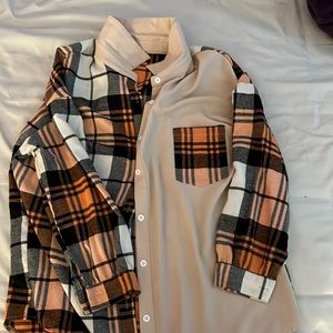 Shein Orange and Tan Flannel